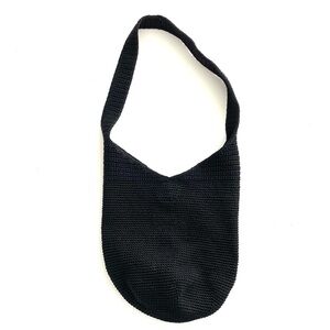 The Sak Crocheted Shoulder Hobo Bag Purse Black